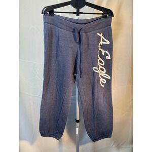 American Eagle AEO Jogger Sweatpants Women's Large Gray Cropped Logo